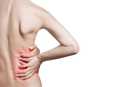 Female suffering from pain in her right side, cut out