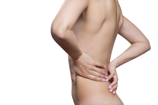 Woman suffering from a lower back pain, cut out