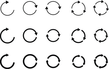 Set of circle arrows. Vector elements. Black loading symbol.