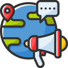 Global marketing icon isolated useful for marketing, technology, online, internet, advertising, development and business design element