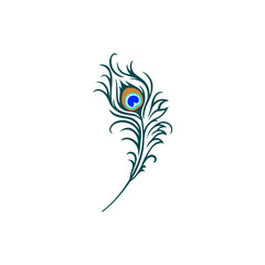peacock feather vector illustration for an icon, symbol or logo. peacock feather logo template