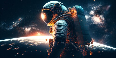 Obraz na płótnie Canvas Adventure of spaceman,digital illustration generative AI