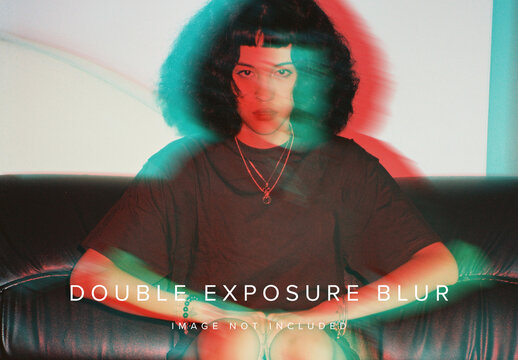 Blurry Double Exposure Photo Effect Mockup 