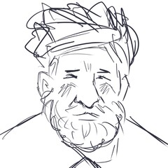 smiling elderly man with a beard in folk clothes