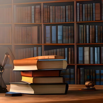 Livraria com livros em evidencia realista e 3D