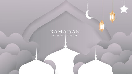 Ramadan kareem islamic grey background design vector illustration.