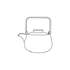 earthenware teapot round shape in line style