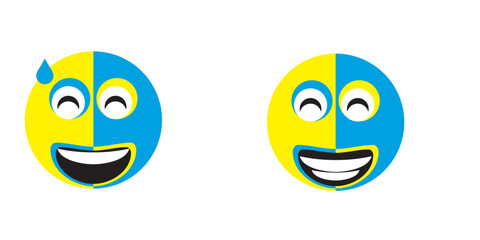  laughing emoji icon with two premium blue and yellow colors
