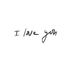 black and white handwritten phrase "i love you"