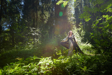 Beautiful seductive dryad. Pagan spirit of the forest. Portrait of beautiful dryad. Fairy who loves...