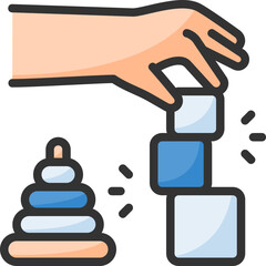 Fine motor skills icon isolated useful for human, cognitive, psychology, mind, thinking, development and cognition design element
