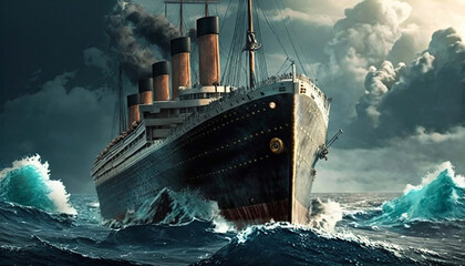 Titanic ship. Generative AI - obrazy, fototapety, plakaty