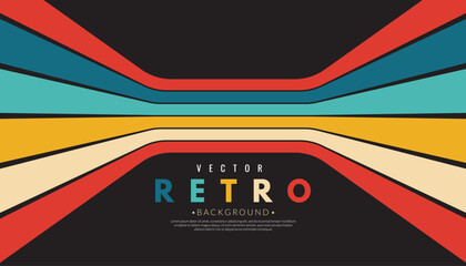 Abstract retro vintage stripes background. 70s-style concept. 1970s color line wallpaper. Vector illustration for design. © shamanviiii