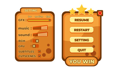 Obraz premium Complete set of level button game pop-up, icon, window and elements for creating medieval RPG video games