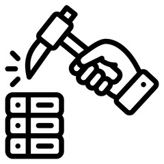 Data mining icon isolated useful for computer, network, technology, internet, server, cloud, database and computing design element