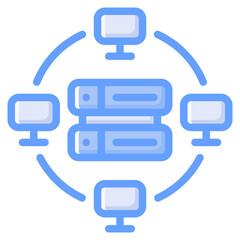 Data center icon isolated useful for computer, network, technology, internet, server, cloud, database and computing design element