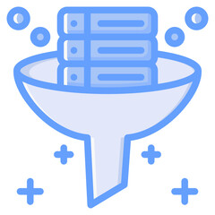 Data filtering icon isolated useful for computer, network, technology, internet, server, cloud, database and computing design element