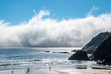 Fototapeta na wymiar Wall of Clouds Along The Oregon Coast at Indian Beach