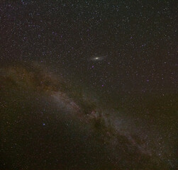 night starry sky with milky way and Andromeda nebula