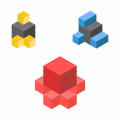 Obraz premium set of 3D cube vector icon