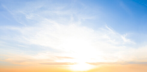 blue cloudy sky at the sunset, beautiful calm evening sky background