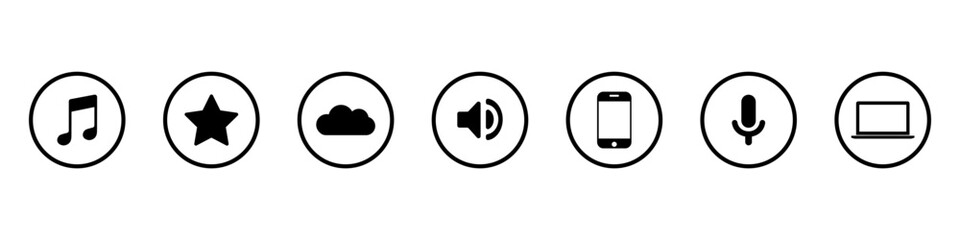 Music icon set simple design