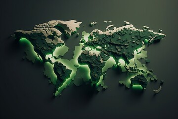 World map with the dark green colour theme and used bevel and Emboss