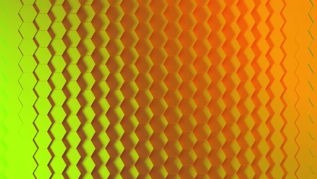 3D Animation - Orange and green abstract Hexagonal looped background 