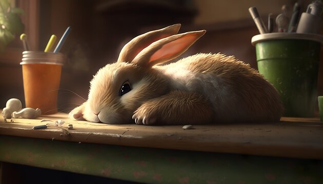 cute lazy bunny