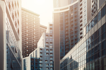 Obraz premium Futuristic skyscarpers of steel and glass