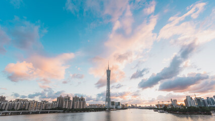 sunset over the city