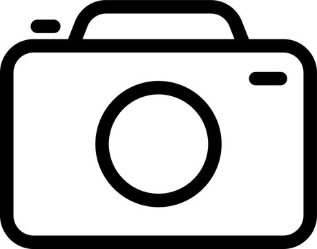 Camera icon in png. Photo camera icon in line. Outline photo and video symbol on transparent background. Linear camera icon in black.