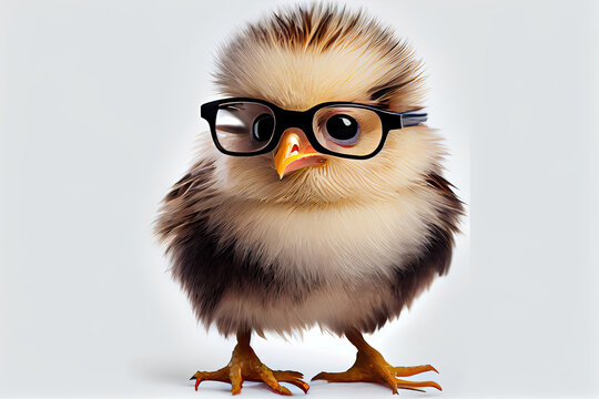 Funny chicken wearing glasses, Generative AI