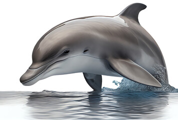 bottlenose dolphin jumping out of water, isolated, generative ai - obrazy, fototapety, plakaty
