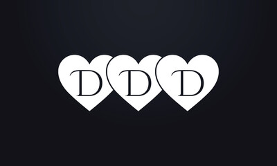 Colorful three hearts shape. Triple heart sign letters. Valentine icon and triple love symbol. Romance love with heart sign and letters