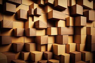 wooden blocks (cubic) side by side background. Generative AI