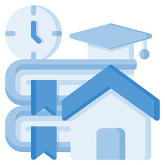 Home schooling icon for elearning, online, webinar, learning, course, education and technology