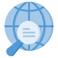 Global research icon for elearning, online, webinar, learning, course, education and technology