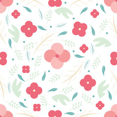 Simple Flat Flowers Seamless Pattern Design