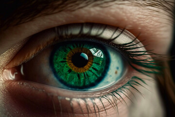 Close up picture of woman’s green eye. Generative AI