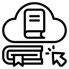 Online library icon for elearning, online, webinar, learning, course, education and technology
