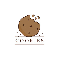 Cartoon Chocolate Cookies Logo Template. Vector Illustration.