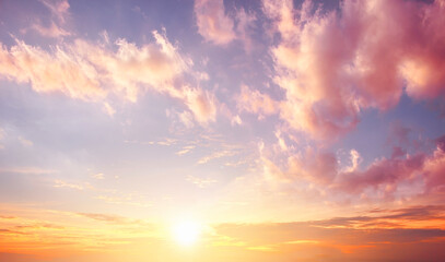Fototapeta na wymiar sunrise Sky and clouds summer panorama 