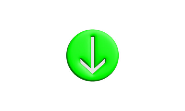 Realistic 3d down arrow on green