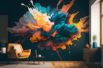 IA Generative colorful fresco on a inside wall
