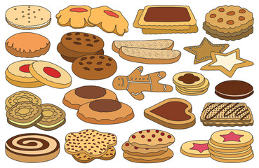 Biscuit vector color set icon. Isolated color set icon cookie.Vector illustration biscuit on white background.