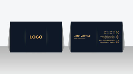 Luxury dark gradient background, White Minimal Business Card, Black, and gold creative business card template, Modern Business Card.
