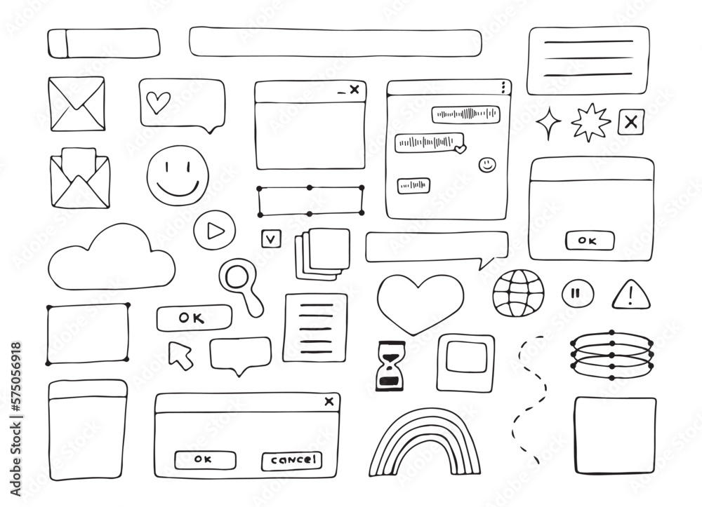 Wall mural retro pc elements, user interface, operating system, windows, icons in trendy retro style. old compu