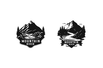 mountain river logo design 