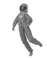 astronaut girl is walking on space